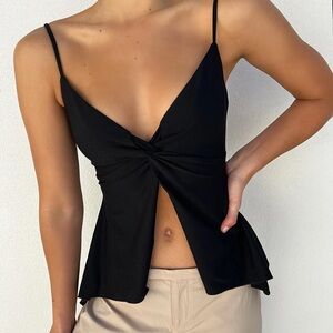 Tiger Mist Twist Knot Margaret Top in Black